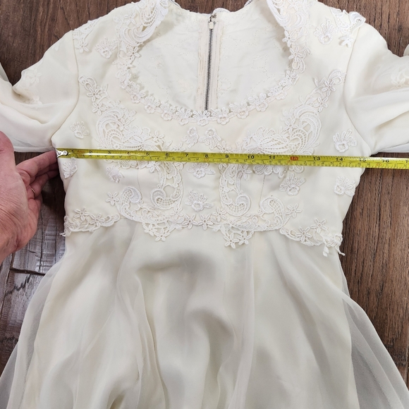 VINTAGE 70s long sleeve ivory wedding dress - Picture 12 of 16